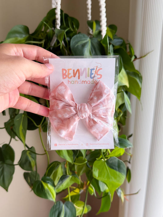 Pink Floral - 4" bow on clip