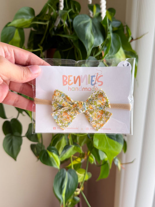 Yellow Floral - 3" bow on nylon