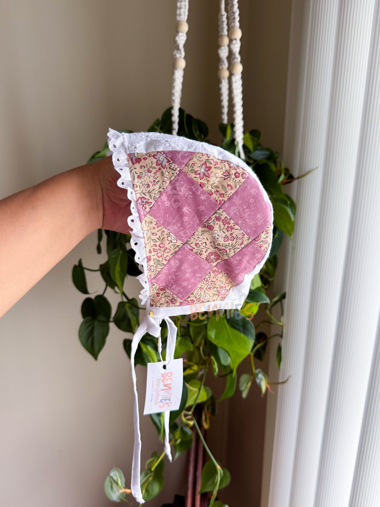 Magenta Patchwork Bonnet - Medium